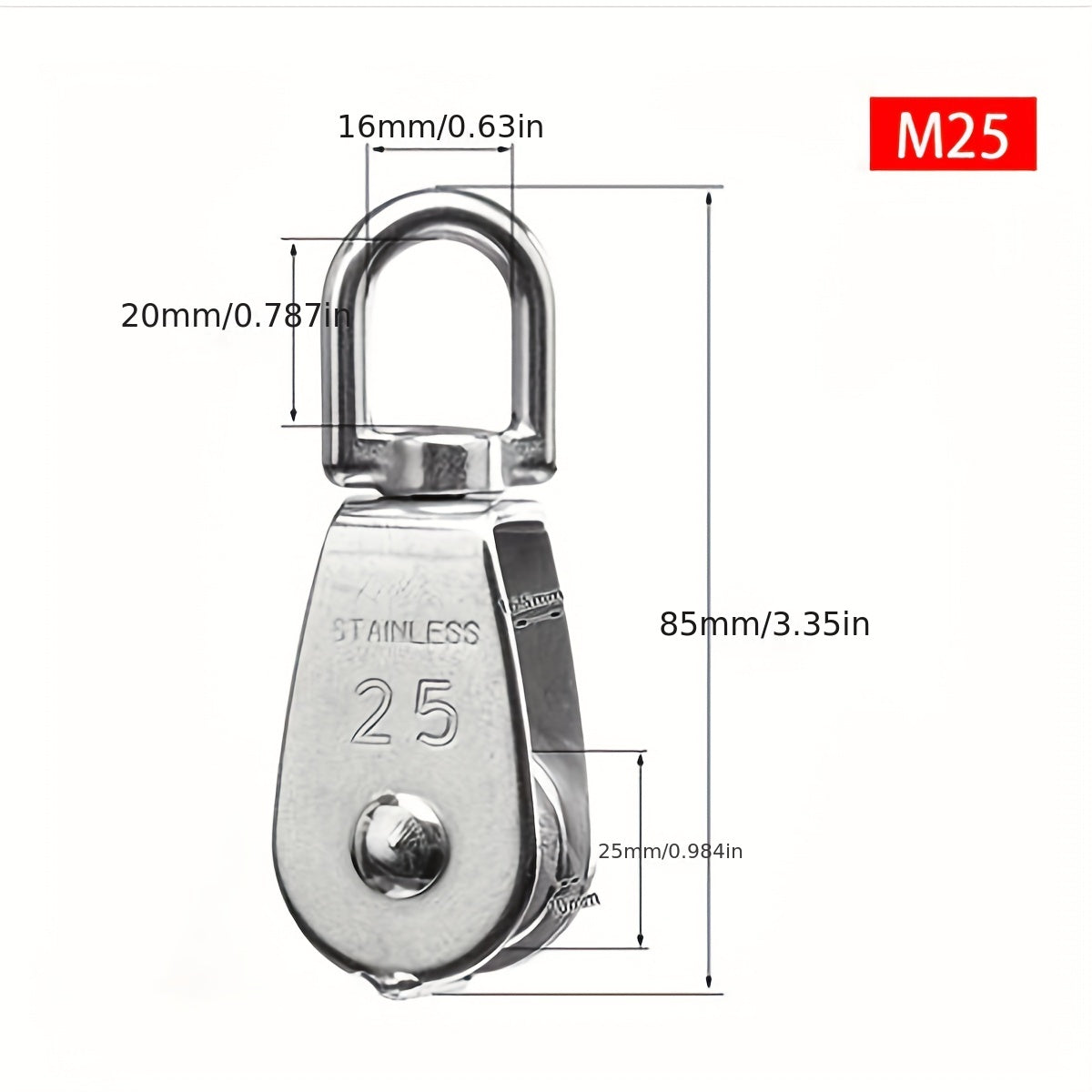 Durable Pulley Roller w/ Swivel Hooks for Smooth Lifting - M15/M25/M32/M20 Opt