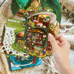 DIY 3D Mushroom Hut Sticker Scene Kit