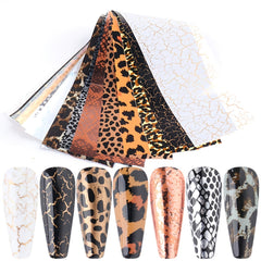 10 Sheets Leopard Nail Foils For Nail Art Decoration