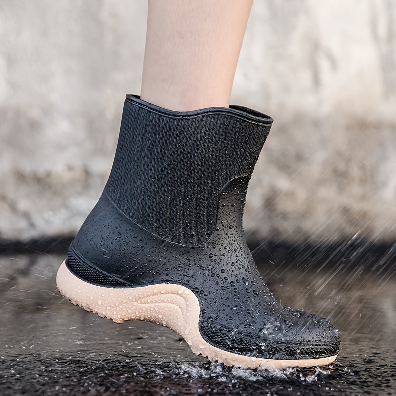 Women's Waterproof Rainboots Solid Mid Calf Boots