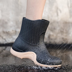 Women's Waterproof Rainboots Solid Mid Calf Boots