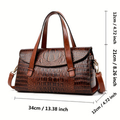 Crocodile Embossed Crossbody Bag Women's Faux Leather Tote Bag