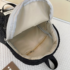 Mini Bubble Ruched Backpack Letter Patch School Bag Lightweight Daypack