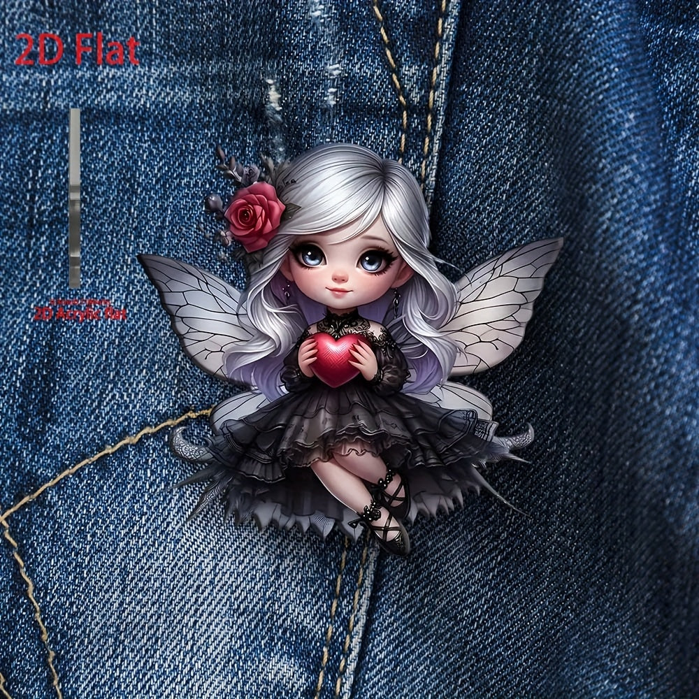 Gothic Angel Acrylic Brooch Pin DIY Accessory