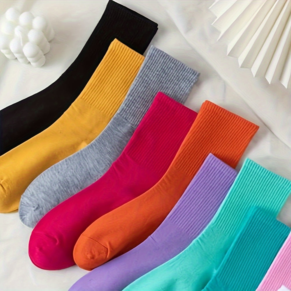 10 Pairs Mixed Socks Women's Mid Tube Stockings Soft & Comfy for Hosiery