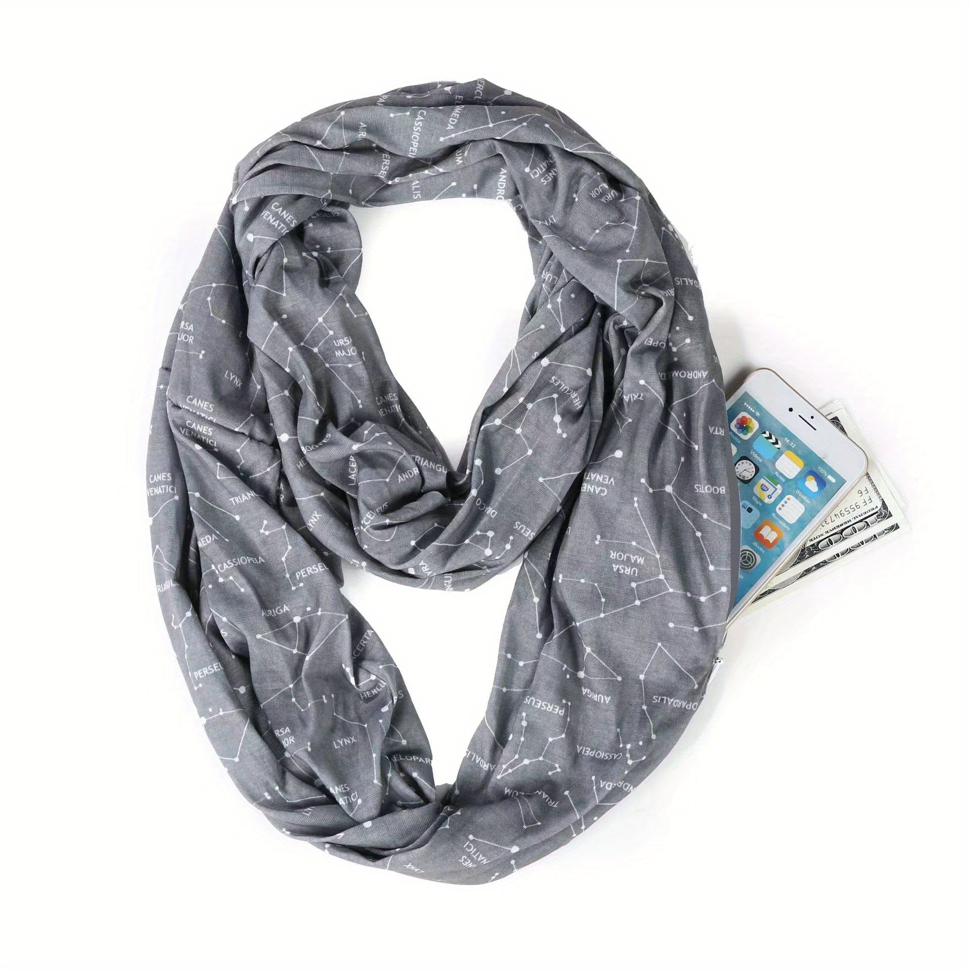 Star Image Infinity Scarf With Pocket Starry Sky Shawl Wrap