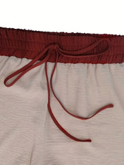  Colorblock Drawstring Wide Leg Trousers