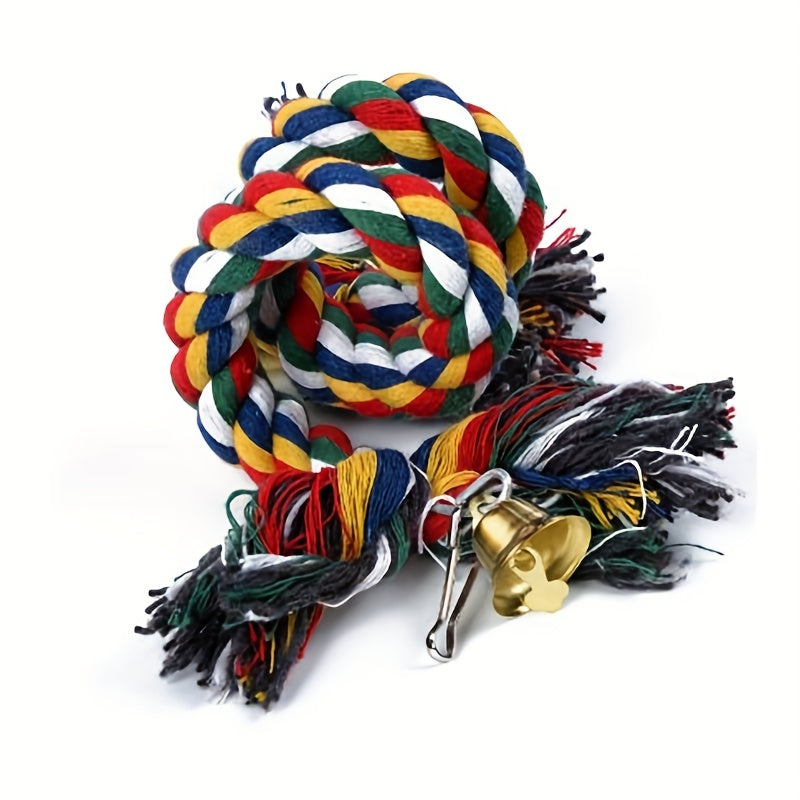 Colorful Climbing Rope Swing Parrot Stand With Bell