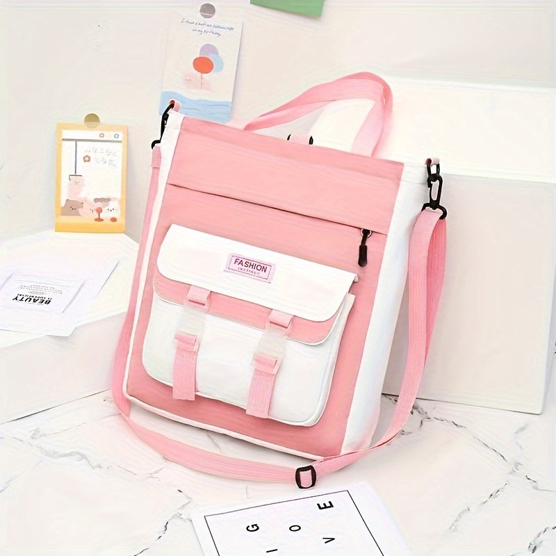 Canvas Tutoring Bag Laptop Student Shoulder Crossbody Waterproof Backpack