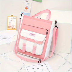 Canvas Tutoring Bag Laptop Student Shoulder Crossbody Waterproof Backpack
