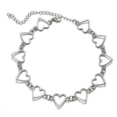 Hollow Sweet Love Heart Choker Bicolor Necklace
