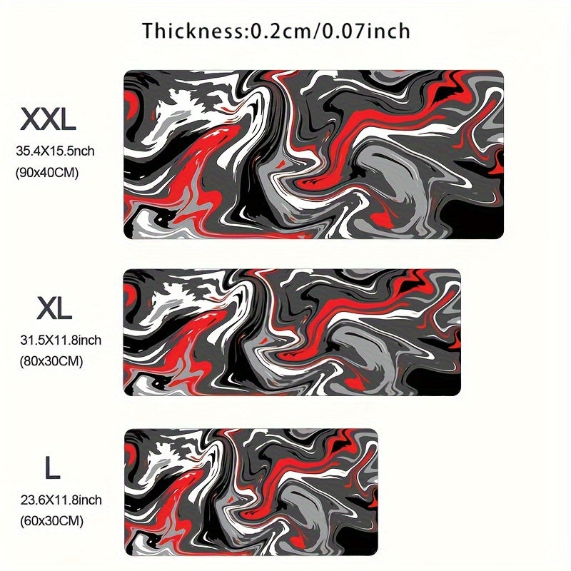 Red Art Layered Liquid Texture Mouse Pad Large Non Slip Gaming Keyboard Mat