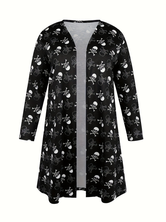  Skull Print Long Sleeve Cardigan