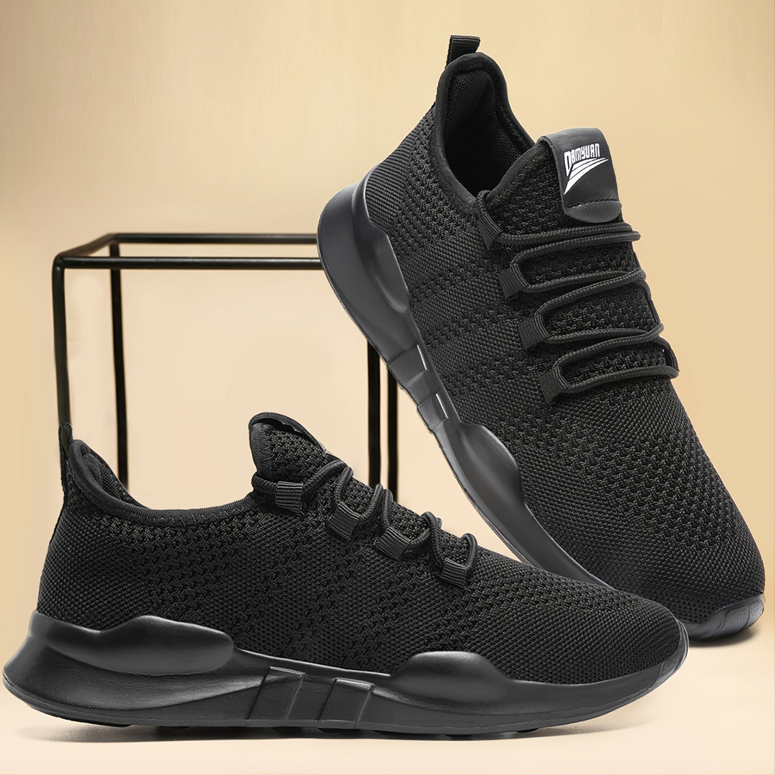 Men's Lightweight Knitted Running Shoes Breathable Sneakers One Size Bigger