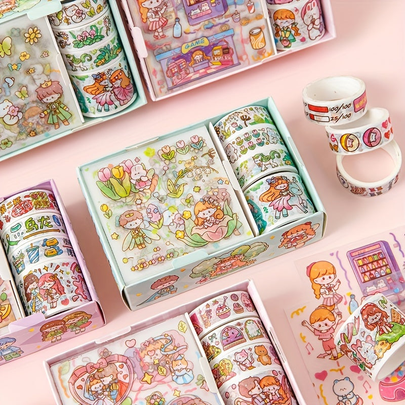 8pcs Japanese Cartoon Tape Sticker Set DIY Craft Decorative Material