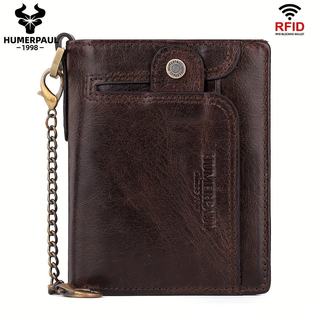 HUMERPAUL Leather Men's Wallet with Multi Function ID Credit Card Holder