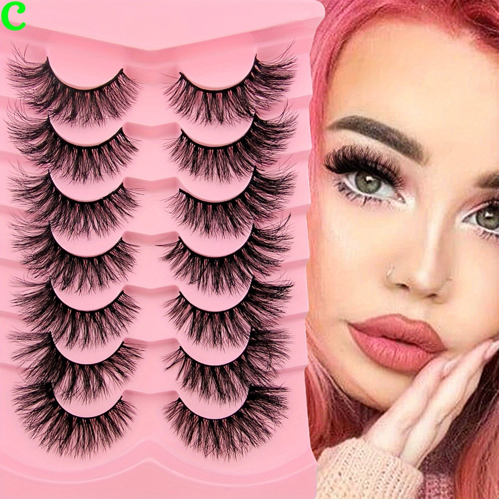 7 Pairs Cat Eye Lashes Fluffy Thick Curling False Eyelashes Faux Mink