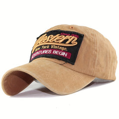 Western Embroidery Baseball Cap Distressed Dad Hats