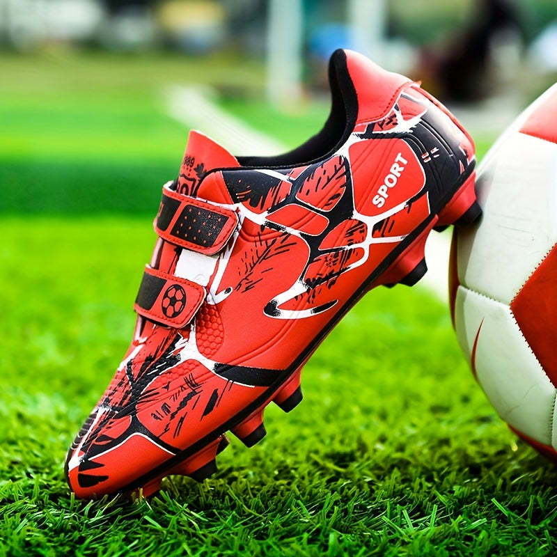 Boys Anti Skid Soccer Cleats Hook Loop Fastener Breathable Colorful