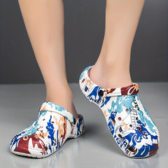Women's Colorblock Hollow Out Clogs Slip On Platform Round Toe Comfy