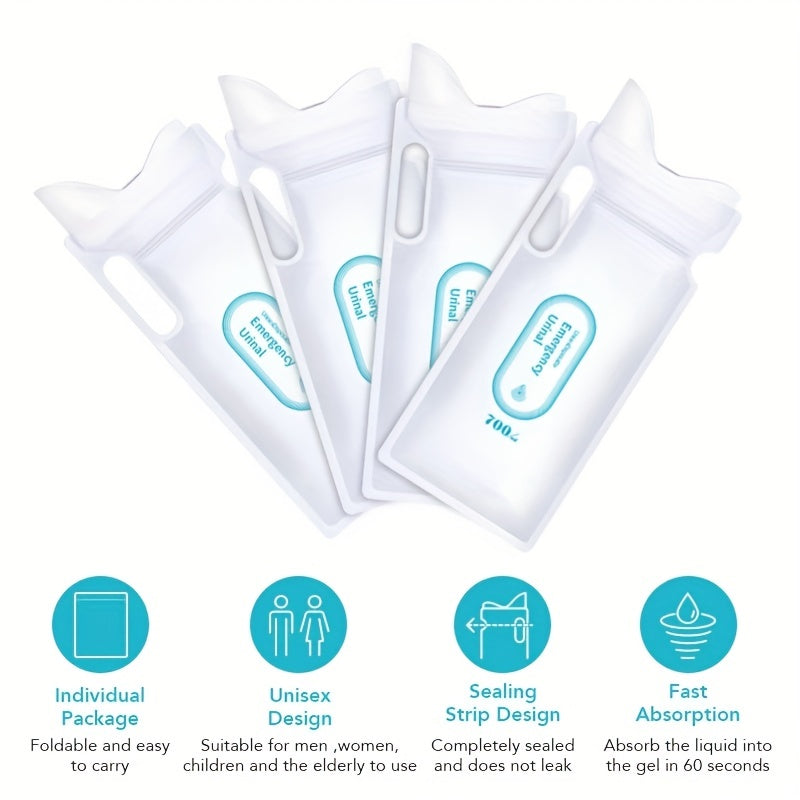 4pcs 700ML Portable Camping Urinal Bags Emergency Toilet Use