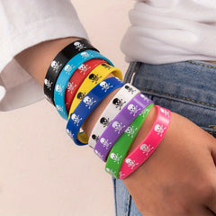 9pcs Skull Sports Bracelets Rubber Elastic Jewelry Party Gift Accessories