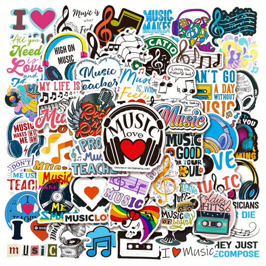 50Pcs Music Doodle Stickers, Waterproof Decorative Stickers for Phone Lap