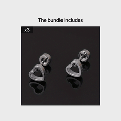 Men's Stainless Steel Stud Earrings Heart Moon Cone Leaf Ear Studs