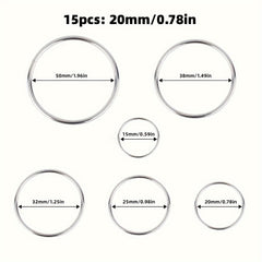 15pcs Metal O ring Keychain Bag Hanging Key Ring