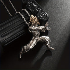 Yellow Hair Kung Fu Man Pendant Necklace For Men Kids Anime Exhibition
