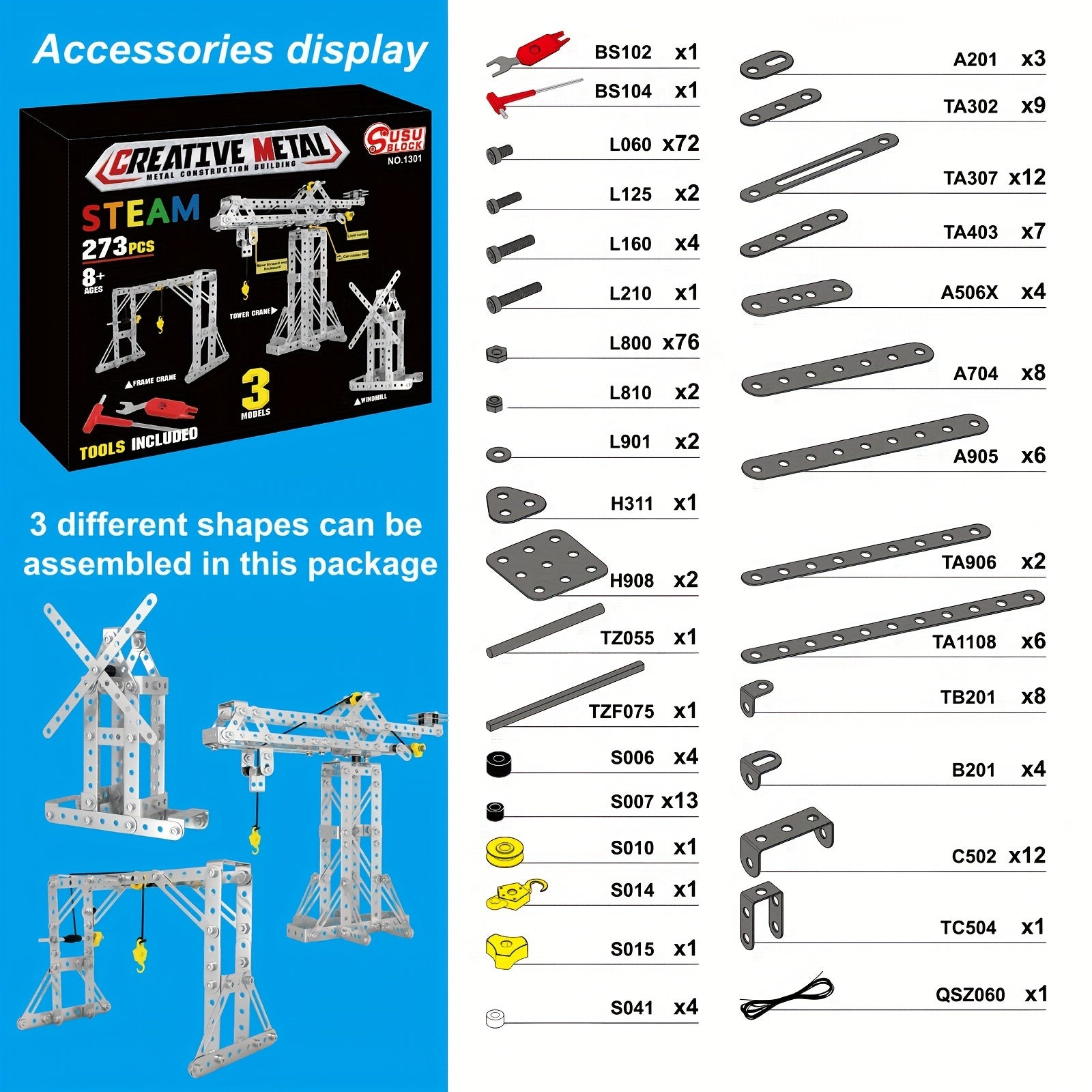 DIY Tower Crane & Windmill Building Kit Alloy Blocks Boys 8 Gift
