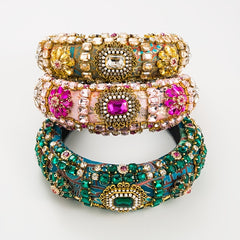 Rhinestone Wide Headband for Women Crystal Padded Hairband