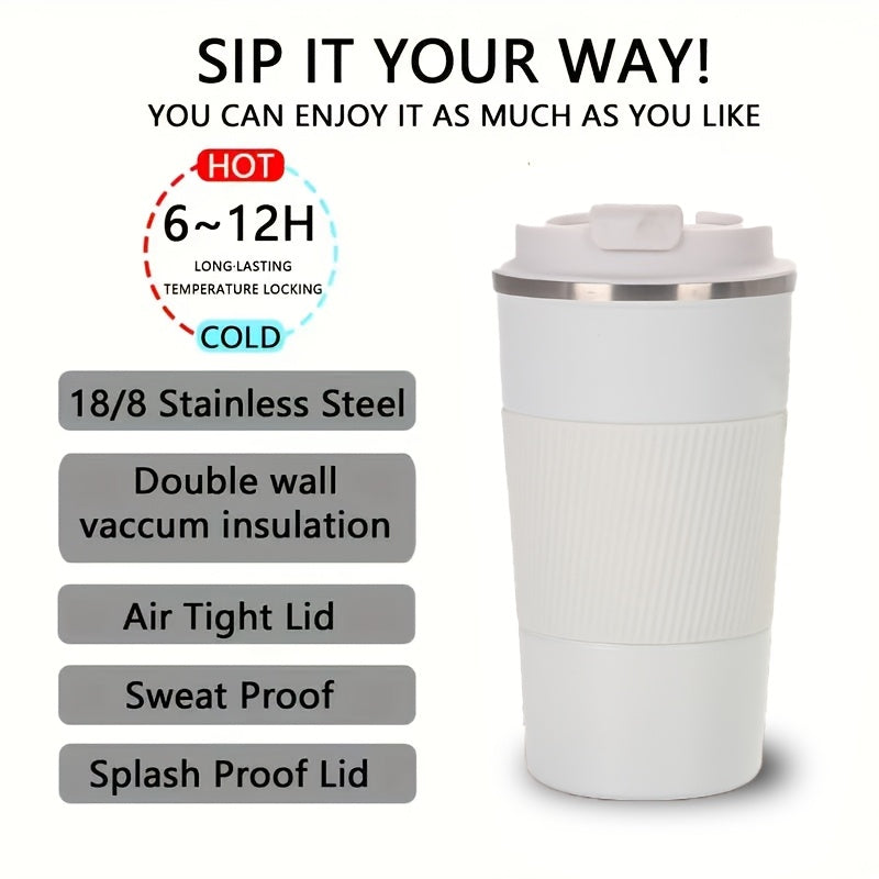 2oz Stainless Steel Coffee Mug Insulated with Leakproof Lid - Non Slip Grip
