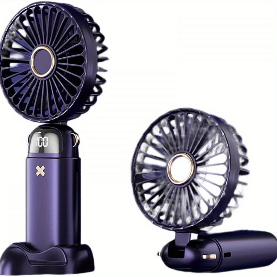 Purple Portable Pocket Fan Mini Fan 6 Gears Speed Foldable Desk Fan