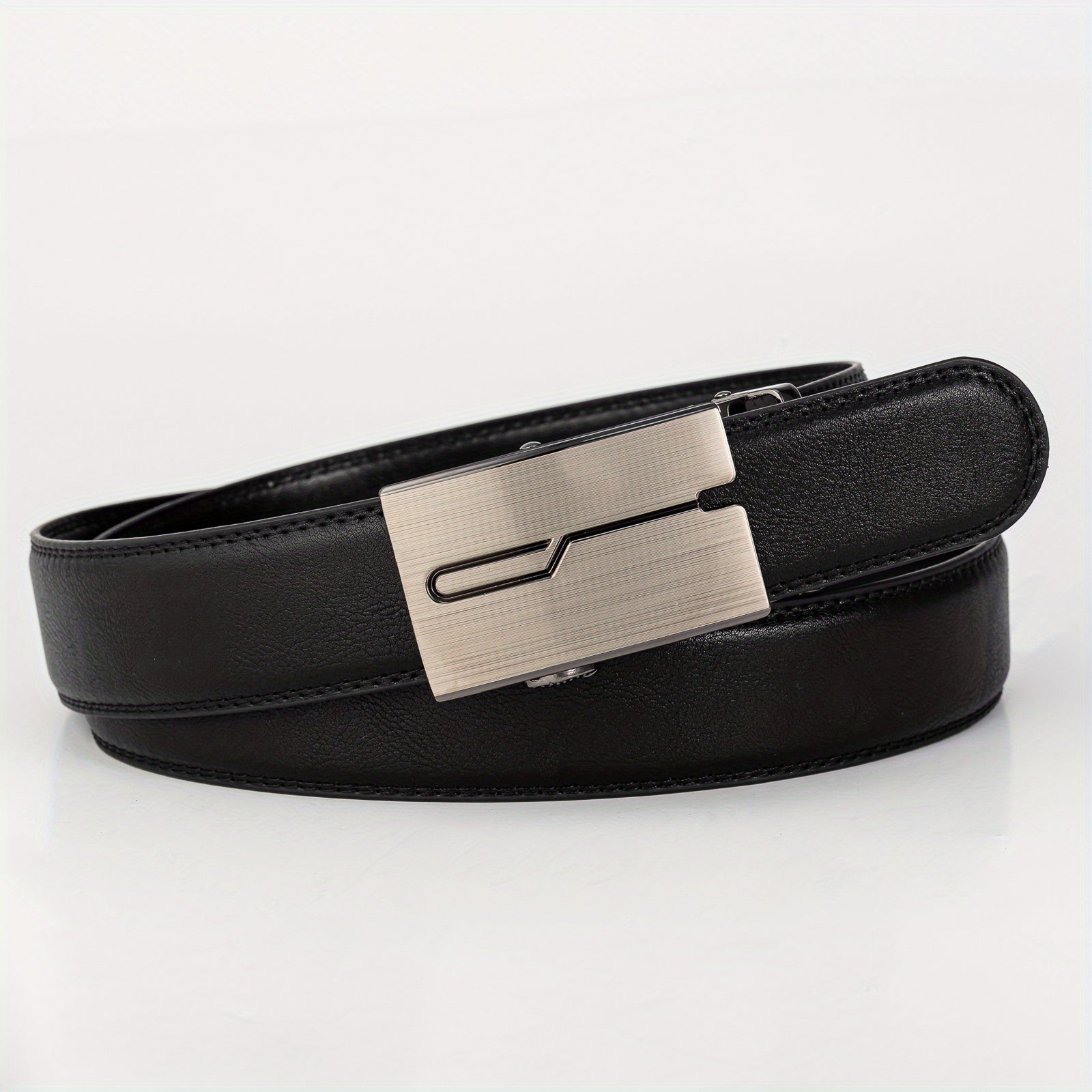 Men's Automatic Buckle PU Leather Belt Business Suit Waist Strap