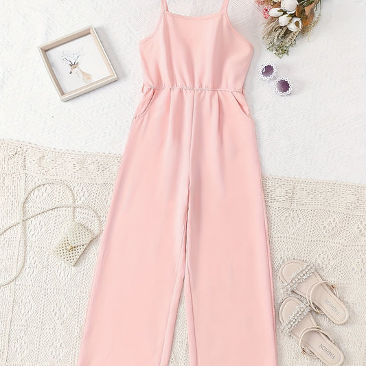 Girls' Vintage Elastic Waist Cami Jumpsuit for Holiday