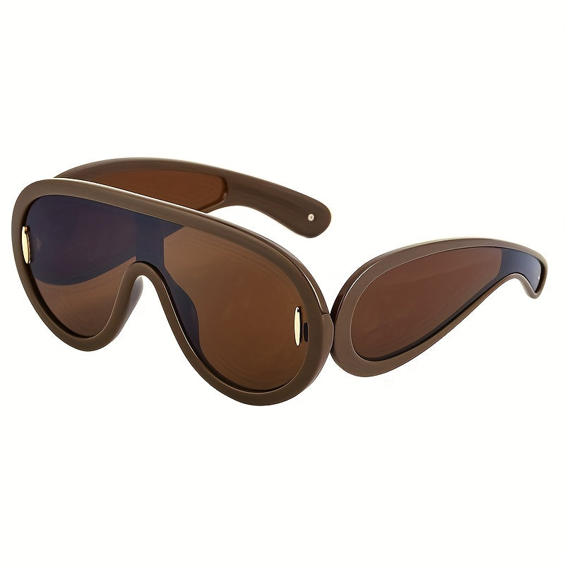 European American One-piece Large Frame Sunglasses Men's Women's Wide Leg Sports