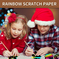 12pcs Rainbow Scratch Christmas Ornaments Magic Scratch Off Cards