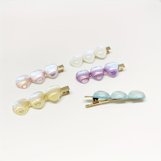 Heart Decor Hair Clip Acrylic Hair Pin Minimalist Headwear