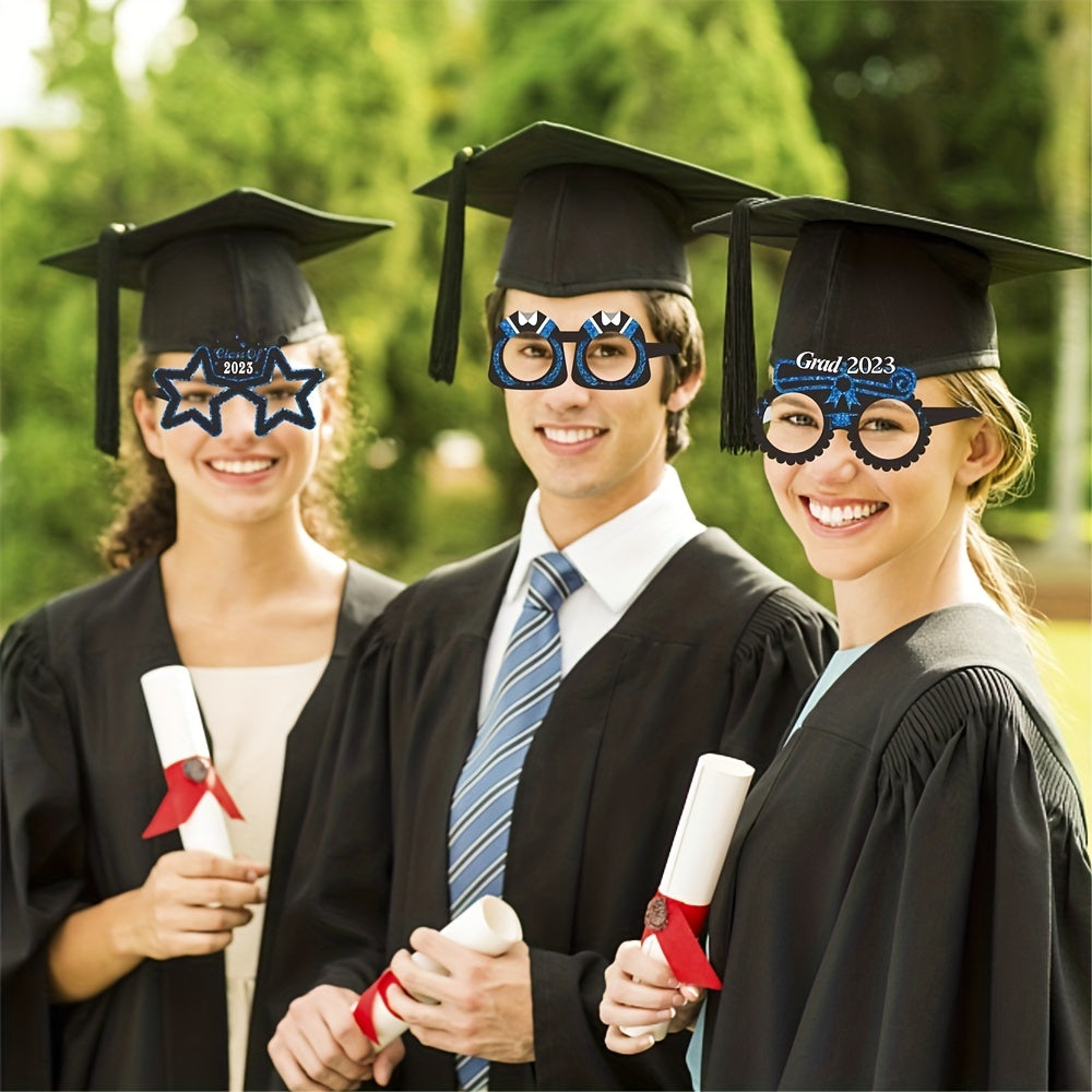 6 Pcs Glitter Paper Glasses Graduation Party Decorations