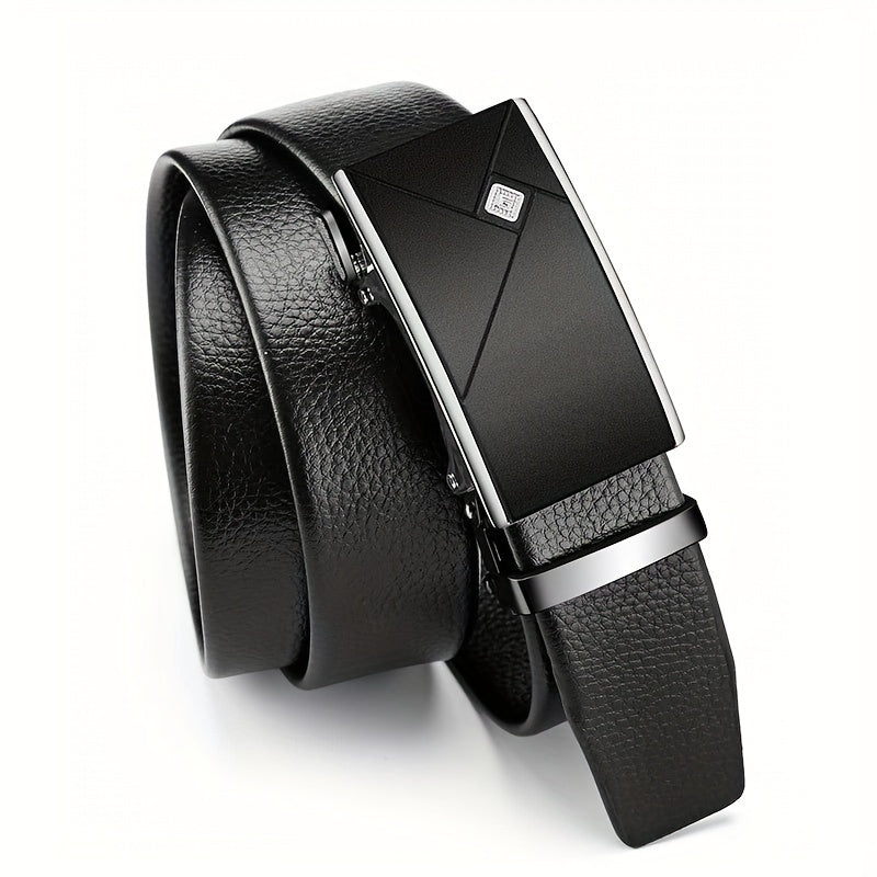 Leather Belt with Automatic Buckle for Men