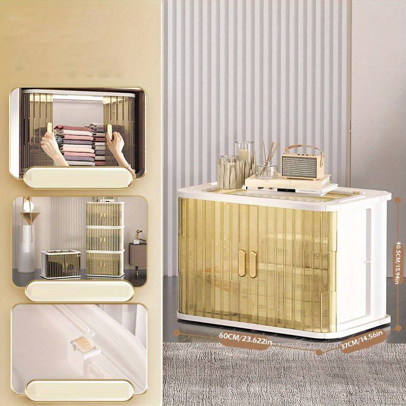 2pcs Mini Foldable Plastic Storage Box Double Rolling Door Storage Bin