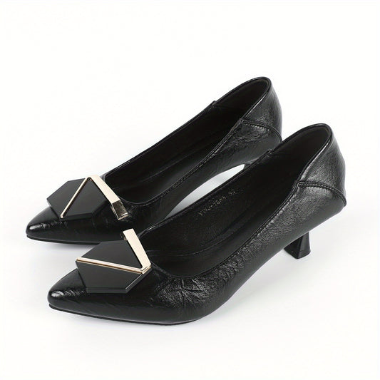 Women's Pointed Toe Kitten Heels Slip On Pumps for Office Work