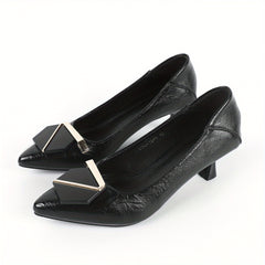 Women's Pointed Toe Kitten Heels Slip On Pumps for Office Work
