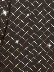  Blouse Women's Plus Golden Argyle Print Long Sleeve Tie Neck Shirt Top