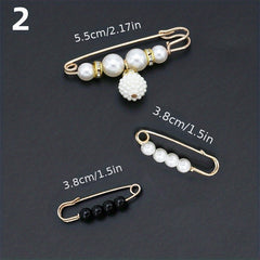 3pcs Faux Pearl Brooch Waist Pins Set