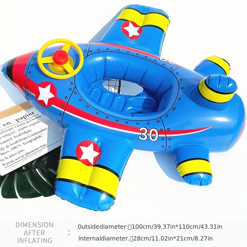 Inflatable Pool Float Boat with Steering Wheel Airplane Shaped