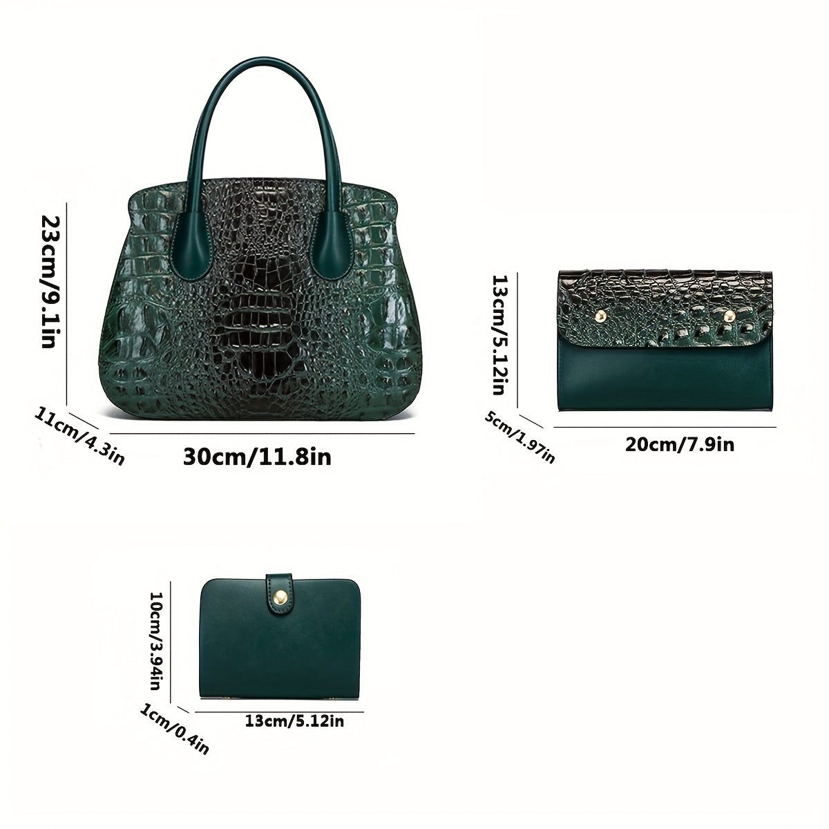 Crocodile Embossed Handbag Tote Bag Combo Set