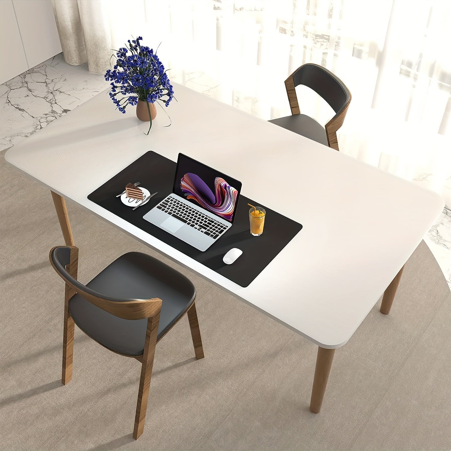 Pink Waterproof Desk Mat Protector Non-slip Mouse Pad Polyurethane Leather