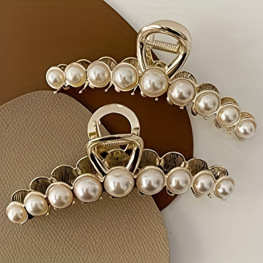 Faux Pearl Hair Claw Clip Non Slip Jaw Clamp Strong Hold